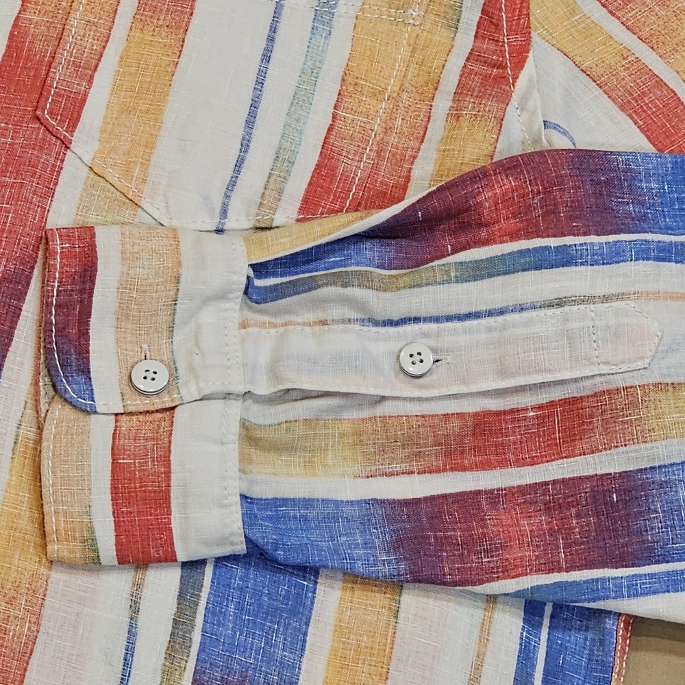 Tommy Bahama  Tommy Bahama Sunset Striped Breezer Long-Sleeve Linen Shirt Relax - Picture 2 of 15